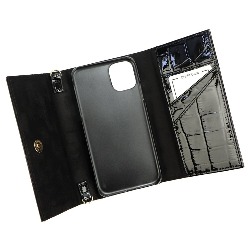 MiaMore etui na telefon Iphone 11 case skóra naturalna lakierowana pasek