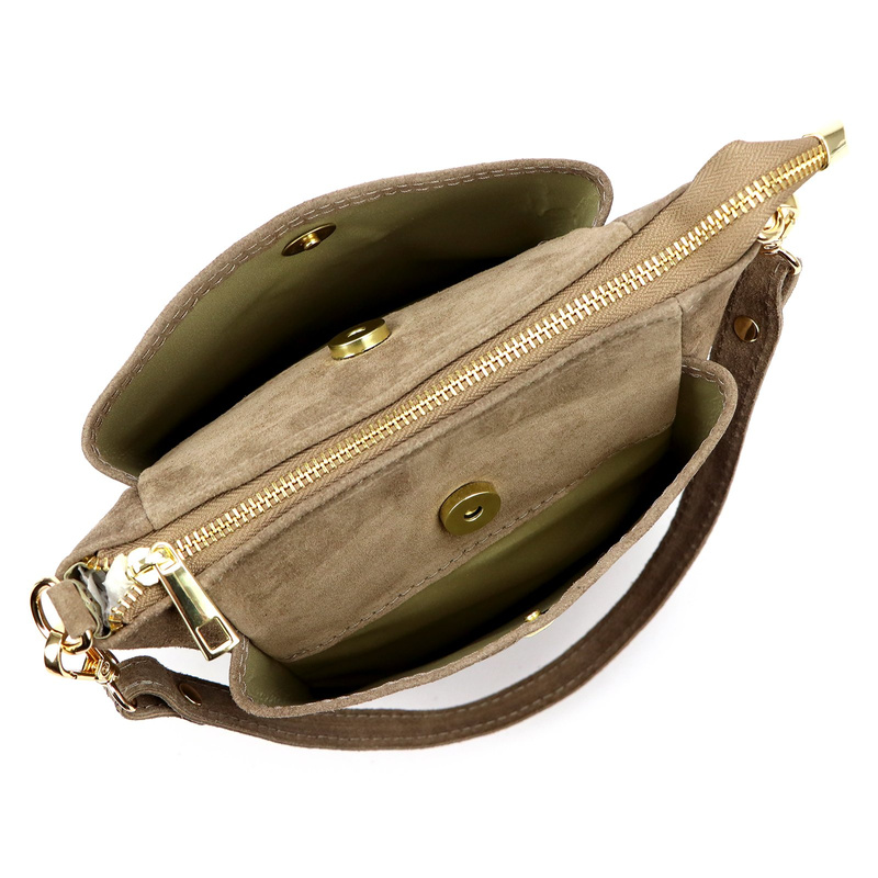 Vera Pelle damska listonoszka torebka na ramię skóra naturalna zamszowa