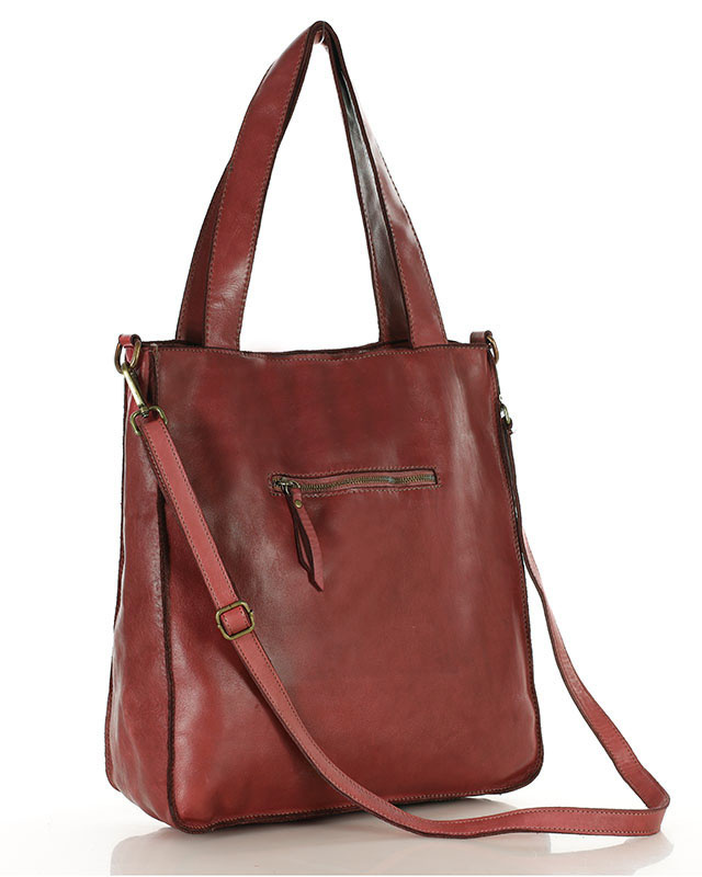 Torebka damska shopper A4 skóra naturalna - MARCO MAZZINI czerwona