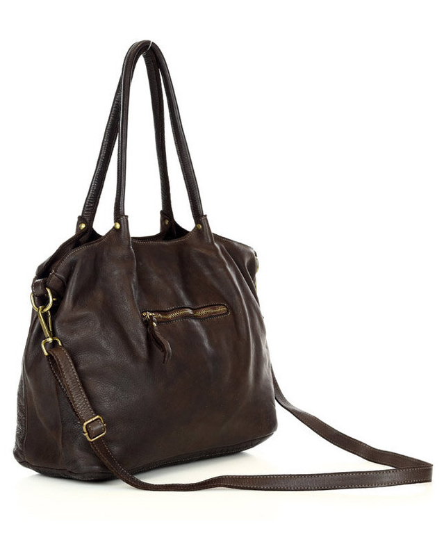 MARCO MAZZINI Torebka skórzana shopper bag ispirato dalla natura brąz