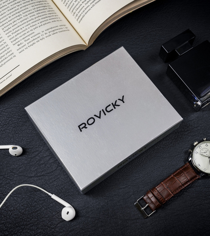 Składany Skórzany męski portfel Rovicky z RFID