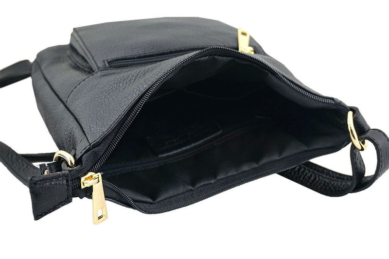 Modna włoska listonoszka skórzana - Zielony ciemny