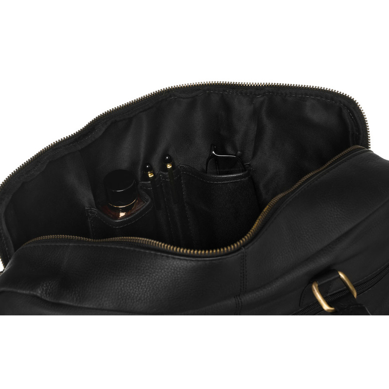 Męska torba na laptopa ze skóry naturalnej w czarnym kolorze - Peterson