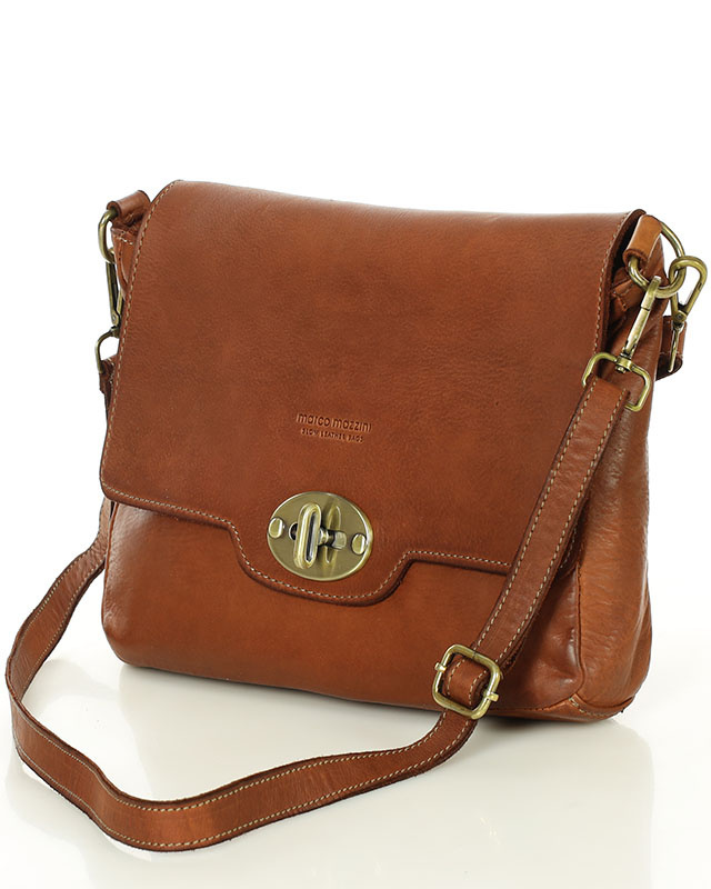 Legendarna torebka skórzana na ramię 2 w 1 genuine lether - MARCO MAZZINI brąz migdałowy