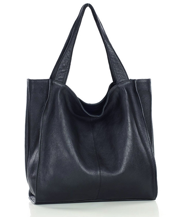 MARCO MAZZINI Torebka miejski shopper bag skóra naturalna handmade czarny