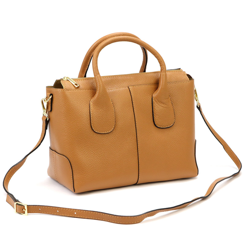 Luka Skórzany damski pojemny kuferek do ręki torebka na ramię z paskiem