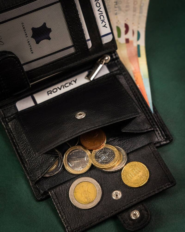 Klasyczny skórzany portfel męski Rovicky z RFID