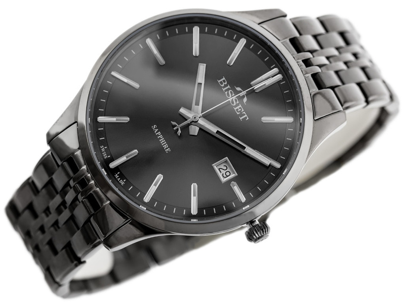 ZEGAREK MĘSKI BISSET BSDF383 (zb094d) - SZAFIROWE SZKŁO