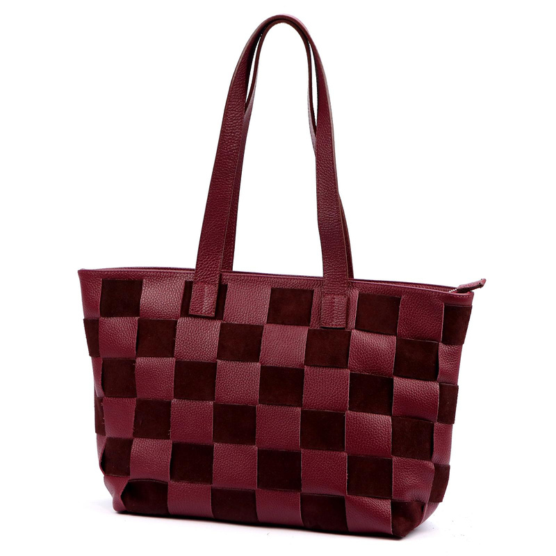 Luka Duża dwukomorowa damska shopperbag pleciony wzór torebka na ramię