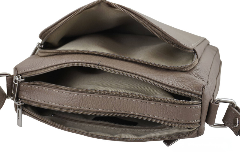 Listonoszka skórzana z kieszeniami - Beżowa ciemna