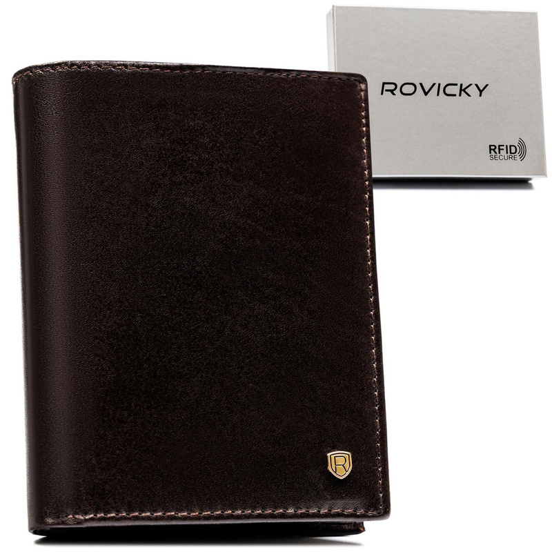 Skórzany portfel męski na dokumenty z RFID Rovicky