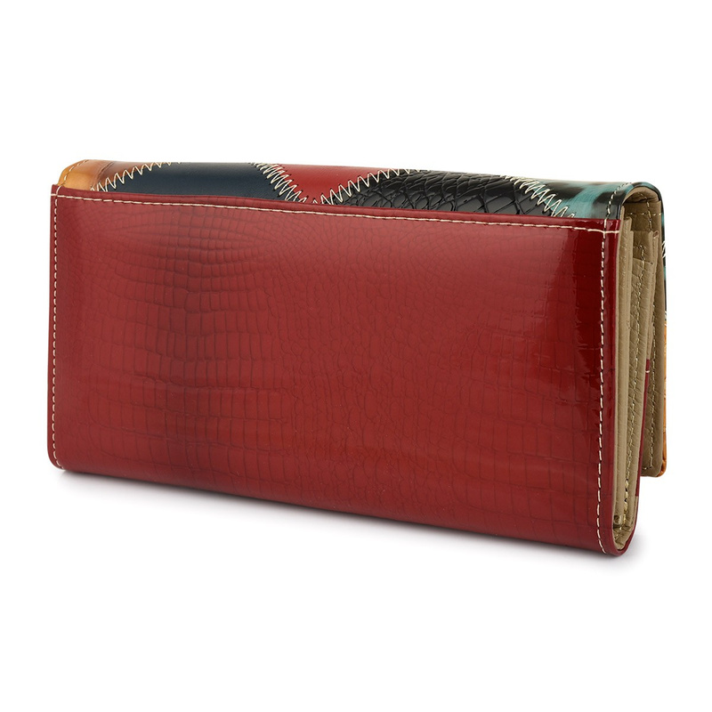 Portfel patchwork boho Julia Rososo skóra duży pudełko M94