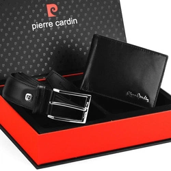 Portfel i pasek męski zestaw marki Pierre Cardin