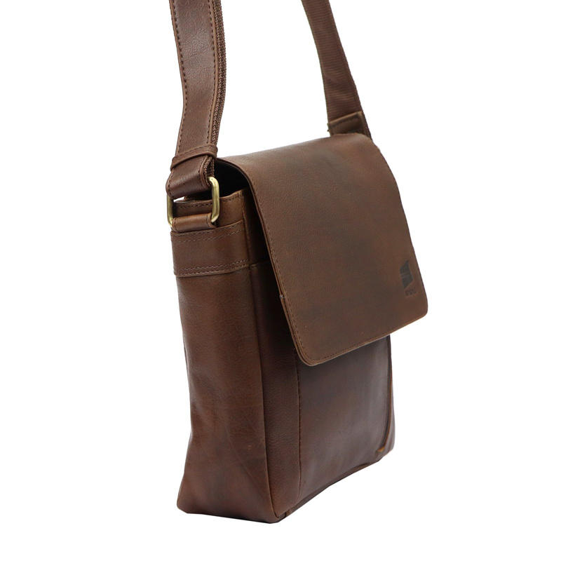 Nordee Saszetka męska z kieszeniami ze naturalnej skóry regulowany pasek