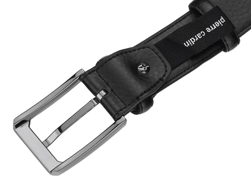 Pierre Cardin męski pasek do spodni skóra naturalna srebrna klamra