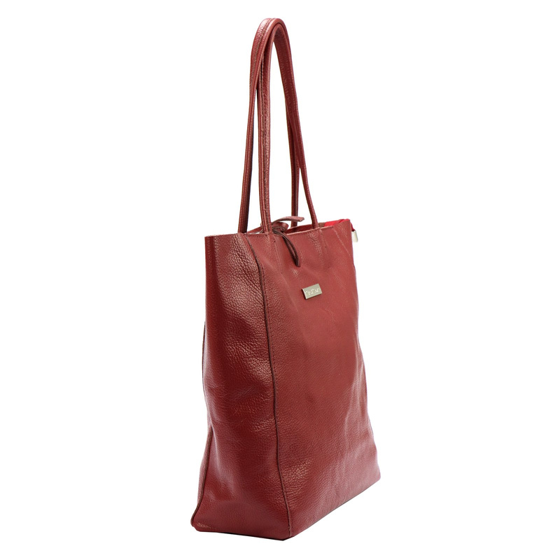 MiaMore Skórzana damska shopperbag duża torabka na ramię z kieszenią