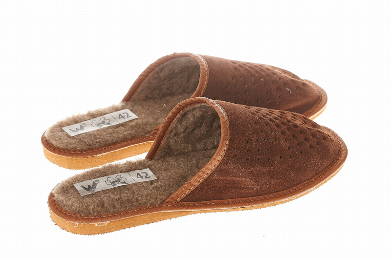 Wójciak Podhale zabudowane męskie kapcie ze skóry naturalnej ocieplane