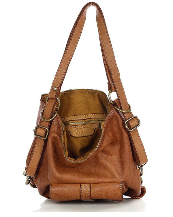 Torba skórzana dla wymagających z opcją plecak old school leather bag - MARCO MAZZINI camel