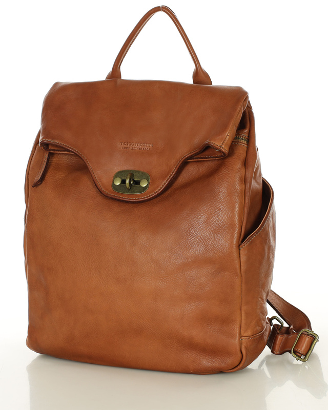 MARCO MAZZINI Duży akademicki plecak old pelle travel big brąz camel