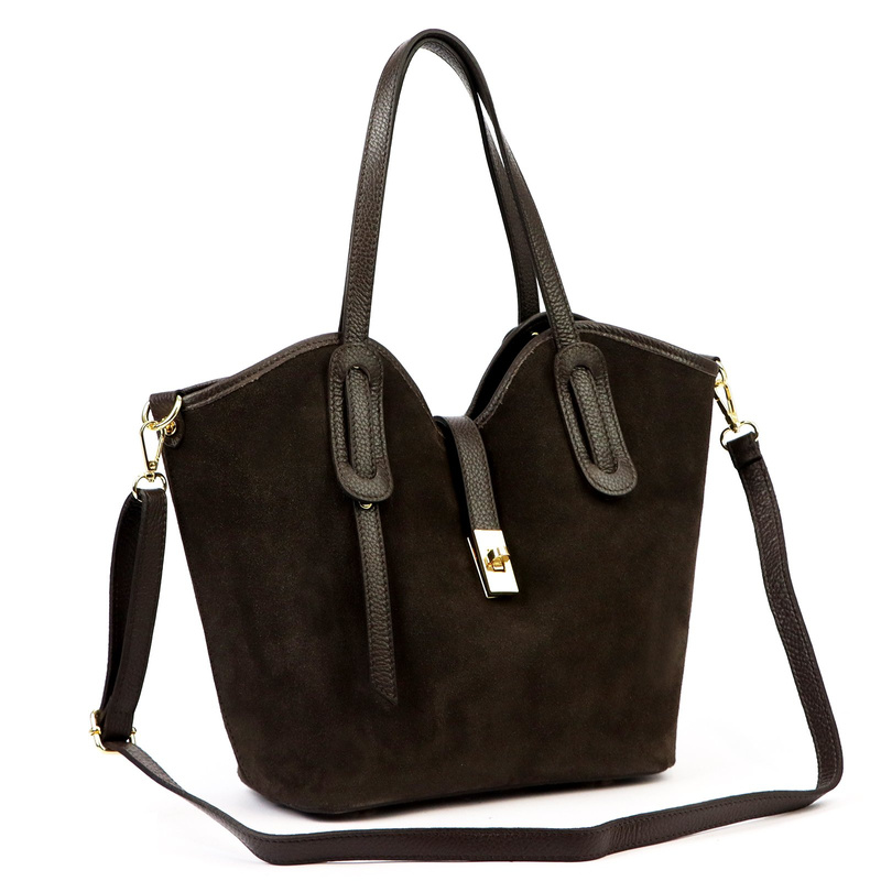 Luka Zamszowa skórzana damska shopperbag na ramię pojemna i stylowa