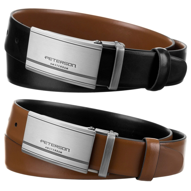 Meski zestaw prezentowy skóra naturalna Peterson PTN KL-B006-S001 BLACK-BROWN