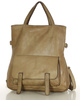 Skórzana torebka plecak z kieszenią z przodu - MARCO MAZZINI beż taupe