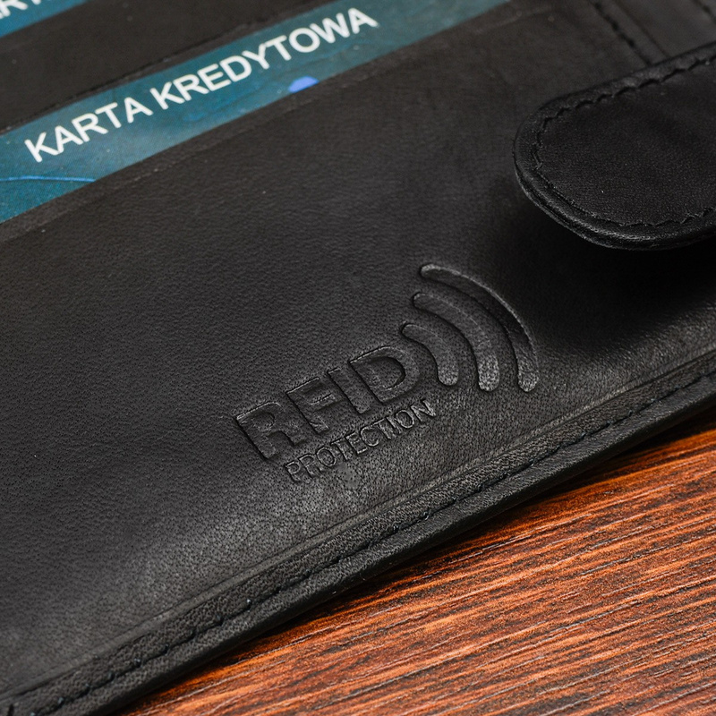 Męski portfel skórzany klasyczny RFiD czarny Beltimore U91