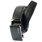 Czarny skórzany pasek męski Pierre Cardin 656 HY09 z automatyczną klamrą