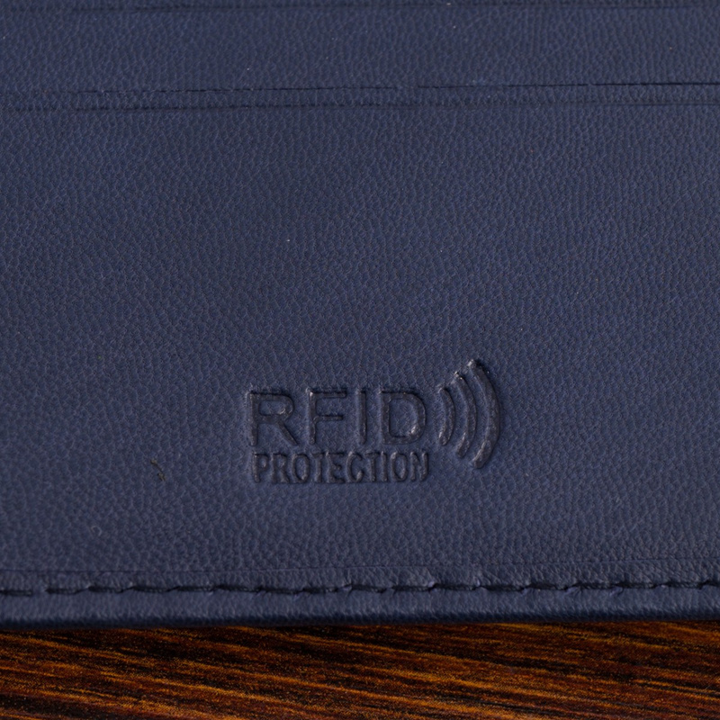 Portfel skórzany męski mały poziomy z flagą granatowy RFiD Beltimore D54