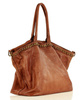 Duża torebka skórzana oversize style shopper bag - MARCO MAZZINI brąz camel