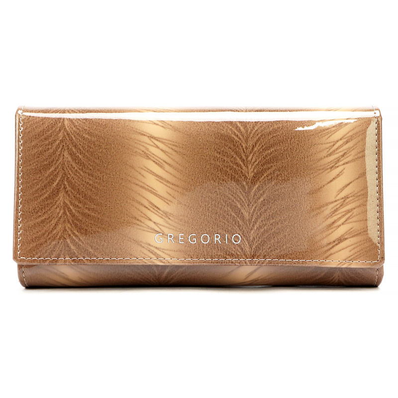 Lakierowany duży Skórzany damski portfel Gregorio
