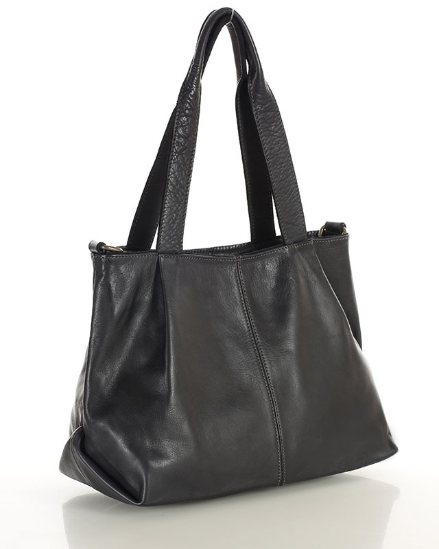 Torebka kuferek skórzana na ramię z miękkiej skóry MARCO MAZZZINI czarna