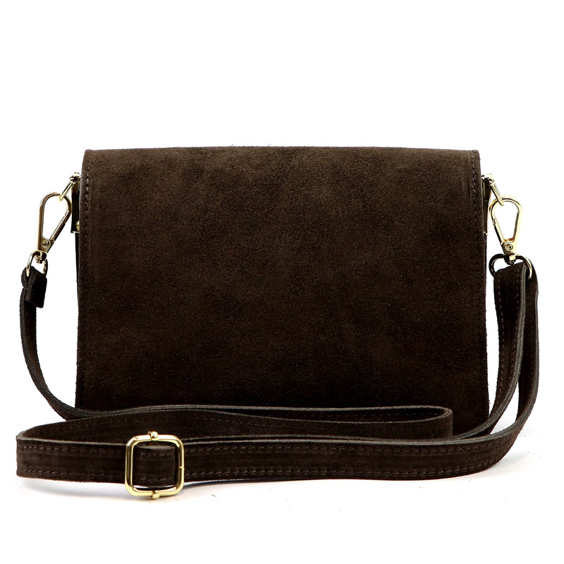 Luka Damska listonoszka ze skóry naturalnej zamszowej z organizerem