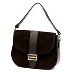 Vera Pelle Damska skórzana listonoszka torebka przez ramię z kieszenią