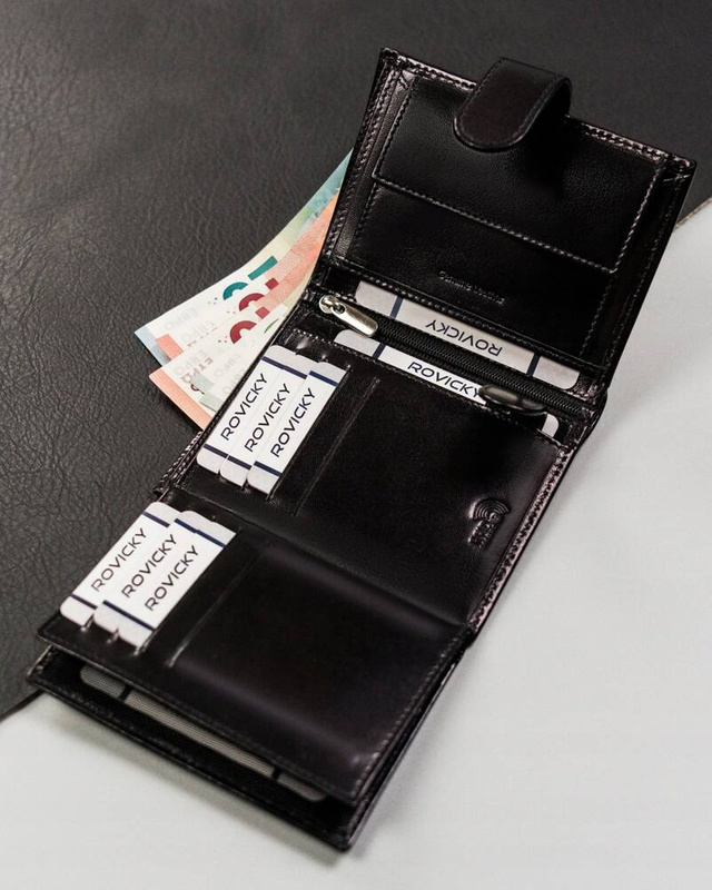 Stylowy Skórzany duży portfel męski z RFID Rovicky