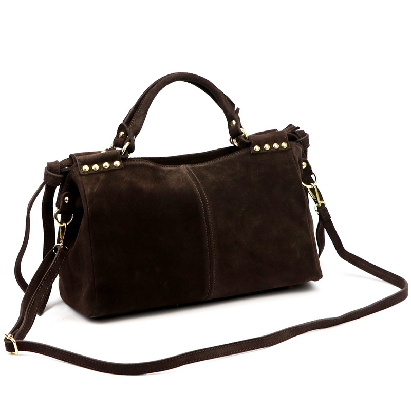 Camilla damski kuferek skóra naturalna zamsz torebka na ramię organizer