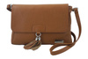Klasyczna torebka listonoszka skórzana - Brązowa jasna