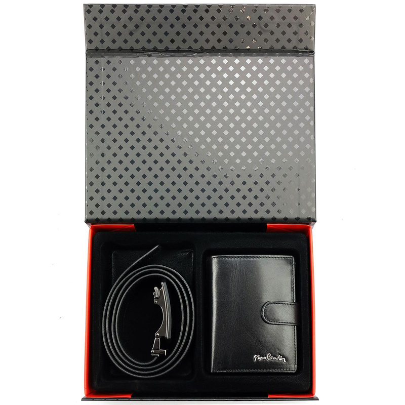 Pierre Cardin skórzany męski zestaw na prezent portfel i pasek do spodni