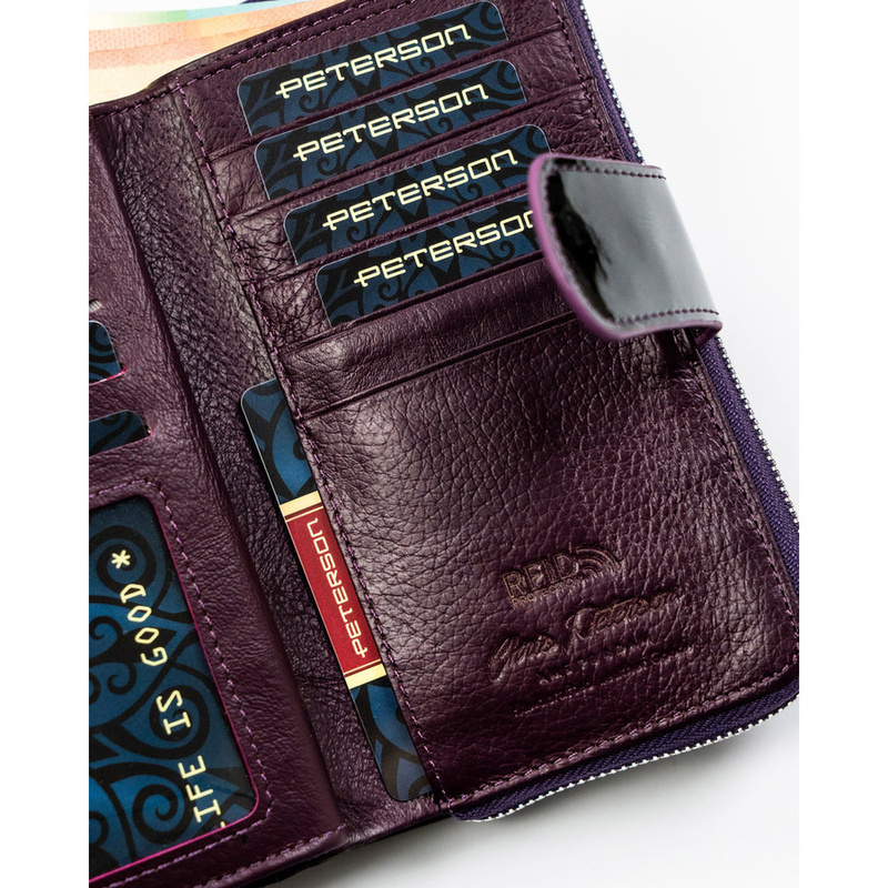 skóra naturalna + Damski portfel ze skóry ekologicznej Peterson PTN PS116-FDS