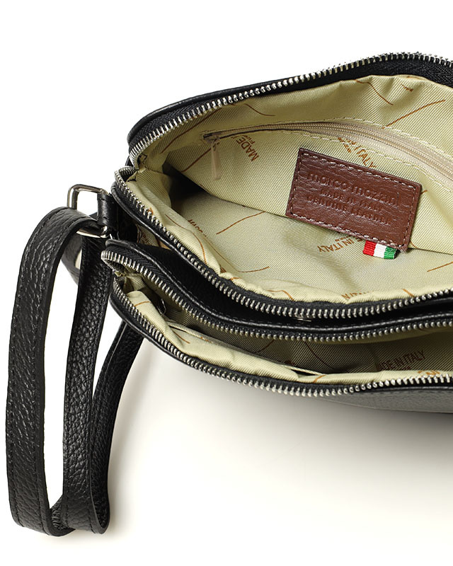 Torebka skórzana crossbody listonoszka dwie komory - MARCO MAZZINI czarna
