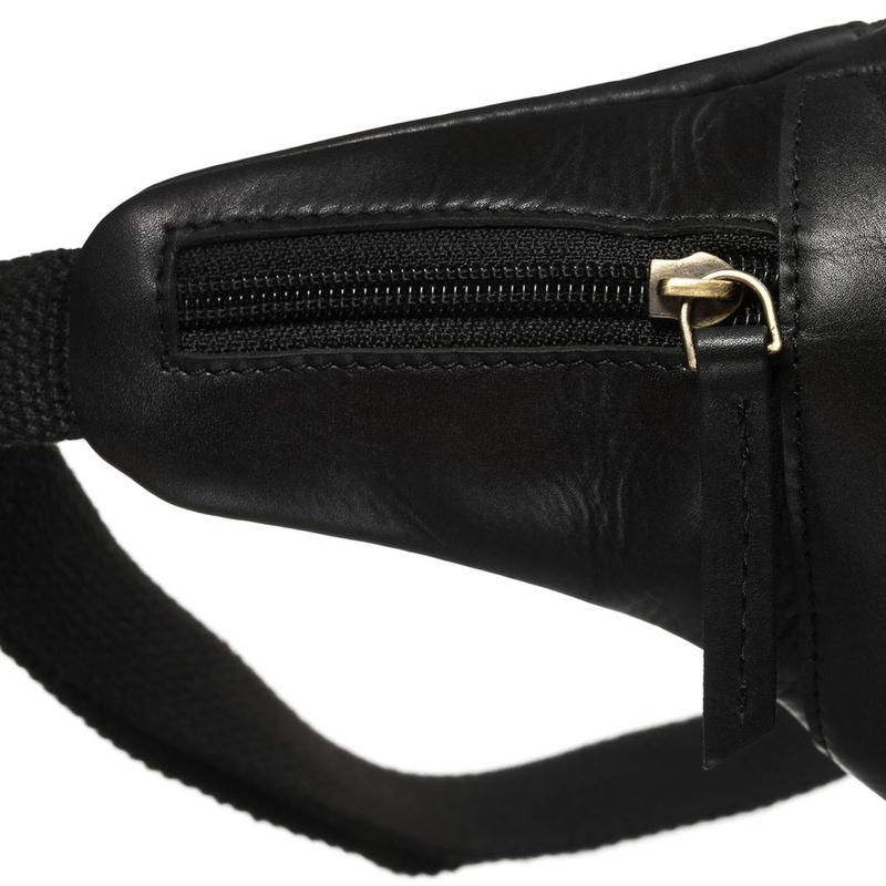 Klasyczna, czarna, skórzana nerka męska na biodra - Peterson