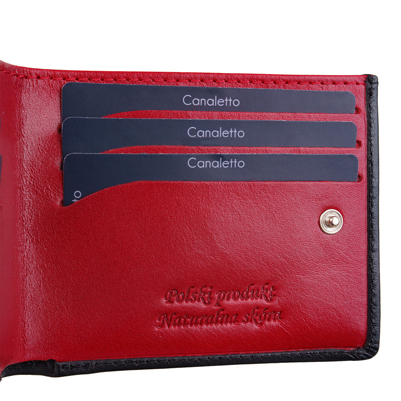 Czarny portfel skórzany Canaletto z ochroną RFID – elegancja i funkcjonalność na co dzień PD1167s163165 RFID