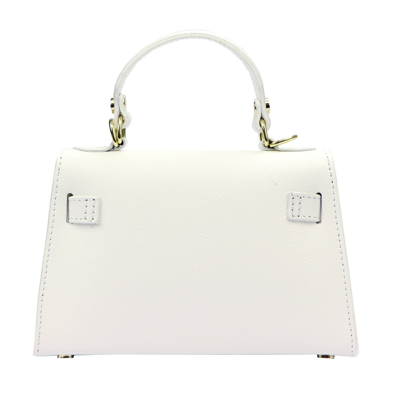 Mały damski kuferek listonoszka skórzana torebka do ręki z paskiem Luka