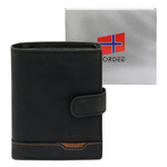 Nordee portfel męski skóra naturalna duży pionowy rozbudowany na zatrzask