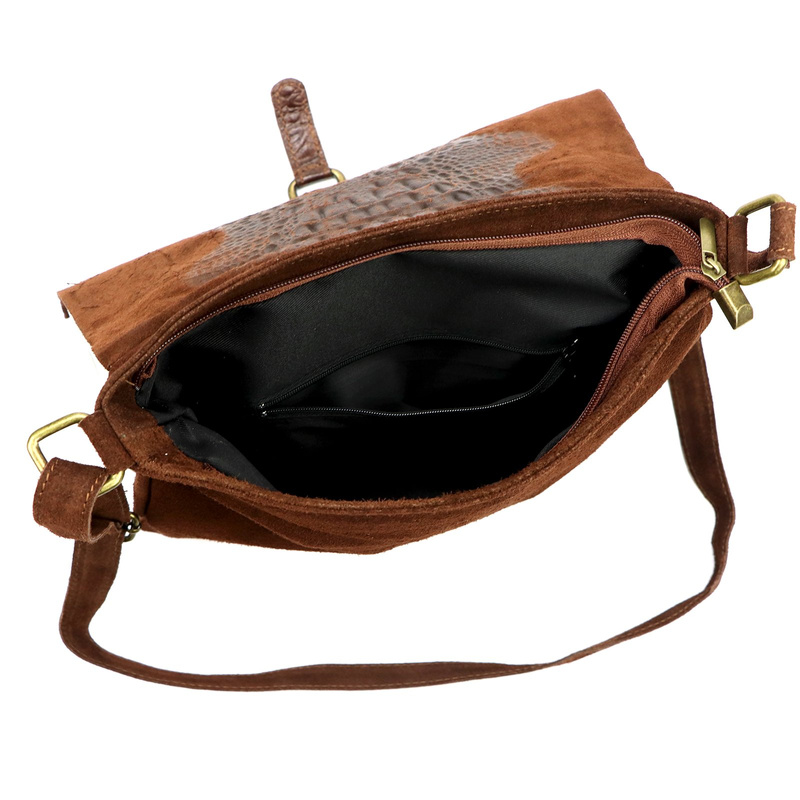 Vera Pelle damska listonoszka skórzana torebka na ramię skóra krokodyla