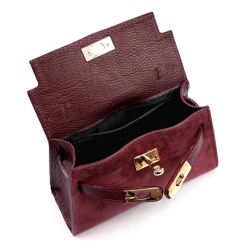 Skórzana Zamszowa damska mała listonoszka torebka na ramię z uchwytem Luka