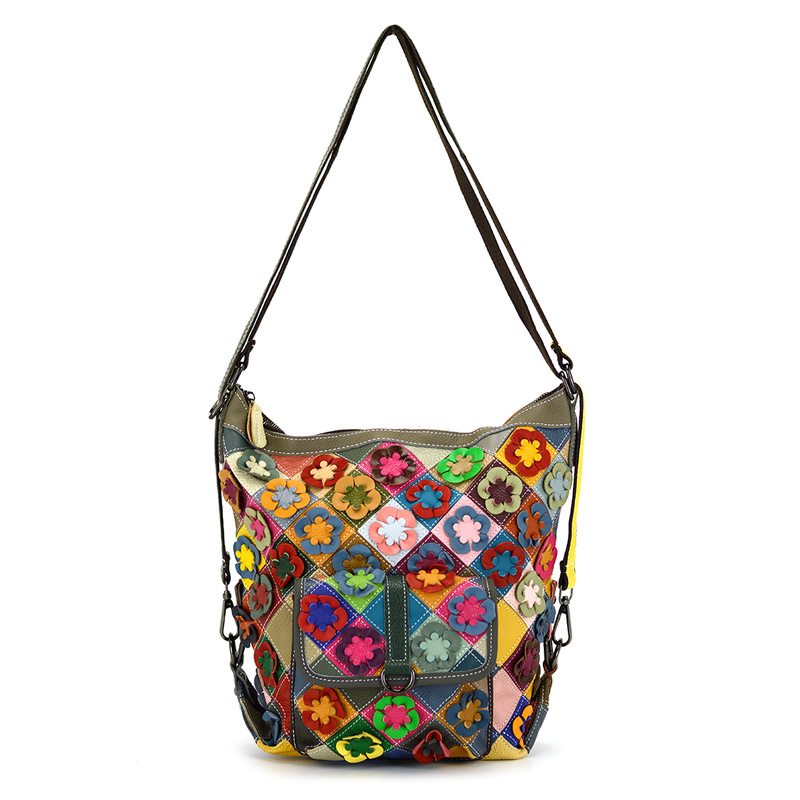 Magic Bags torebka plecak damska A4 skórzana kolorowa mozaika shopperbag
