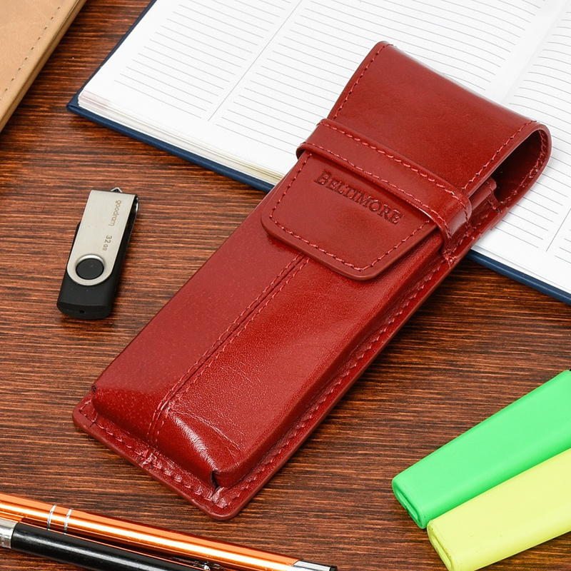 Piórnik Skórzany etui na pióro granatowe Beltimore J03