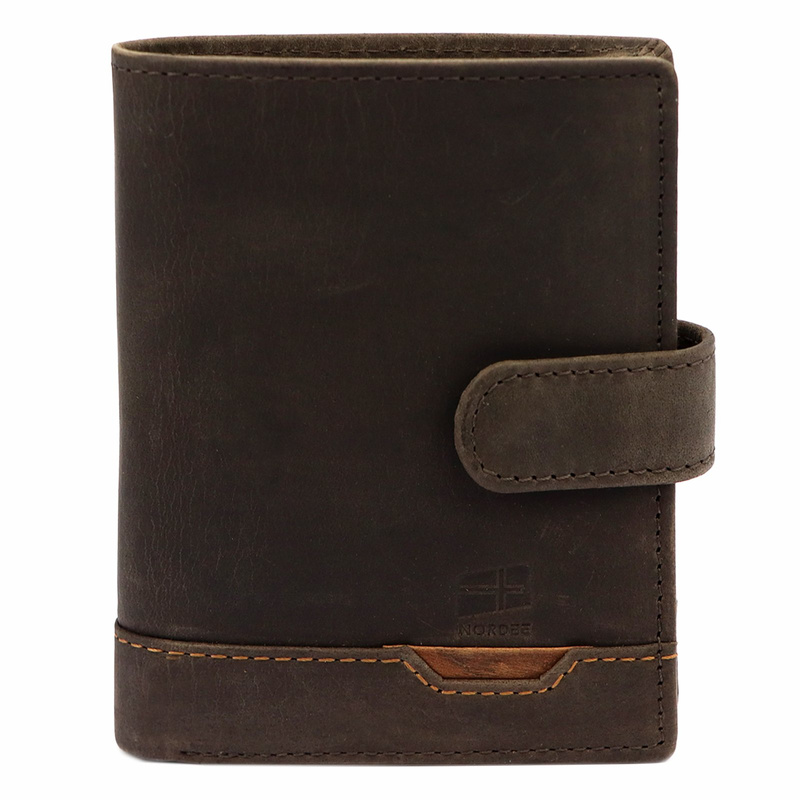 Nordee portfel męski skóra naturalna duży pionowy rozbudowany na zatrzask