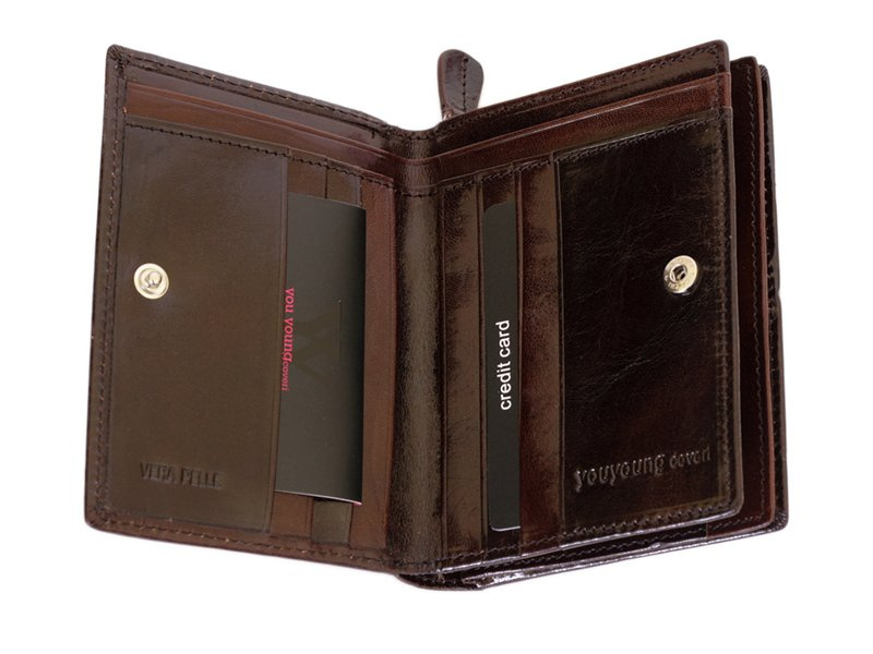 Coveri damski portfel skóra naturalna pionowa portmonetka zapinana duża